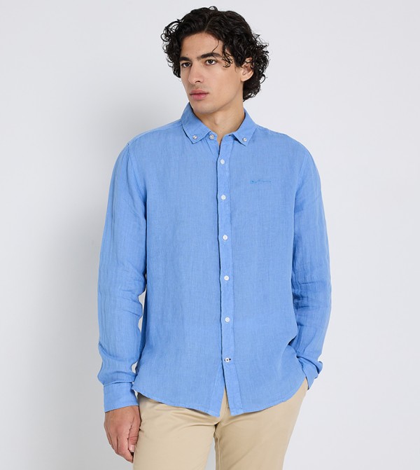 Button-Down Collar Linen Long Sleeves Shirt