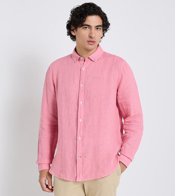 Button-Down Collar Linen Long Sleeves Shirt