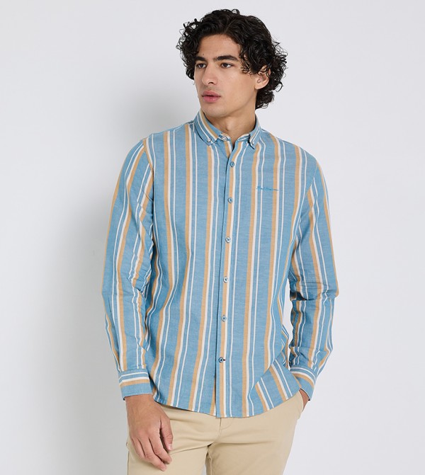 Striped Button-Down Collar Shirt