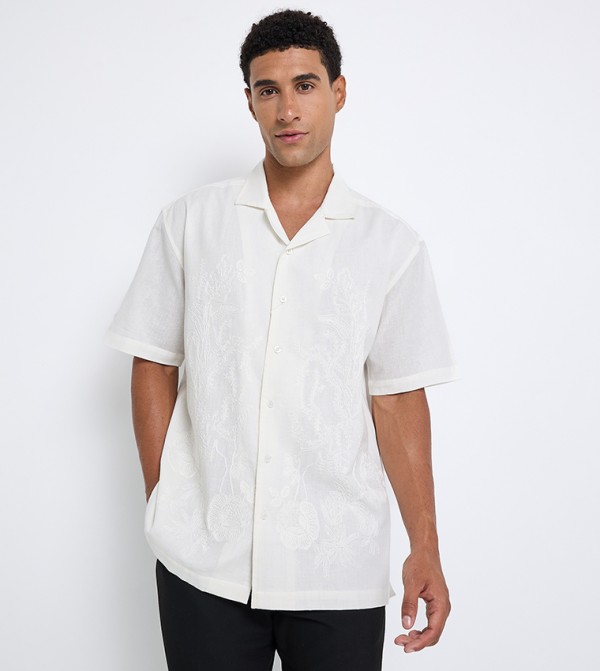 Embroidered Revere Collar Shirt