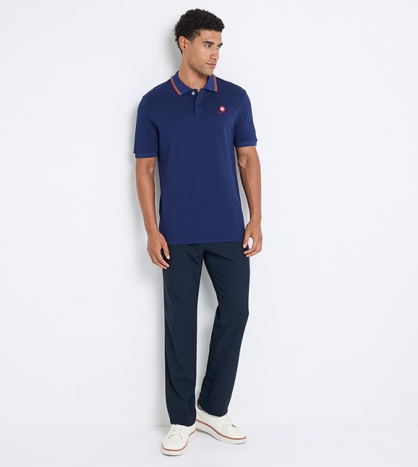 Solid Button Closure Casual Trousers