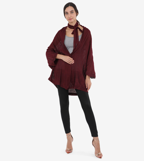 Solid Long Sleeves Wrap Jacket