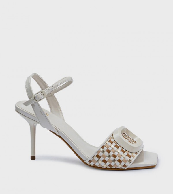 Metal Accent Open Toe Heel Sandals