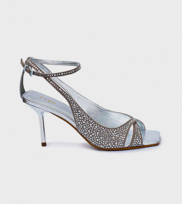 Embellished Open Toe Heel Sandals