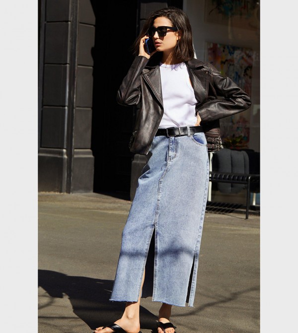 Warehouse a sale line denim skirt