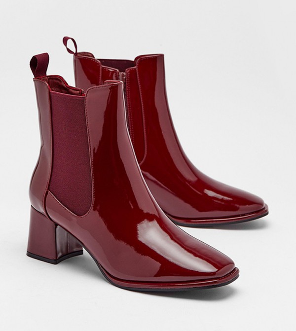 Wine patent ankle new arrivals boots
