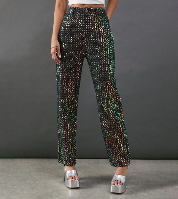 Sequined Straight Fit Jeans