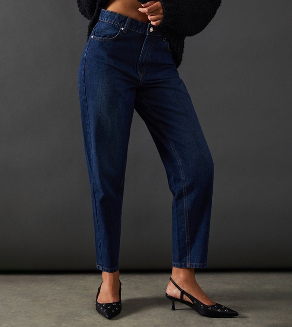 Washed High Rise Barrel Leg Jeans