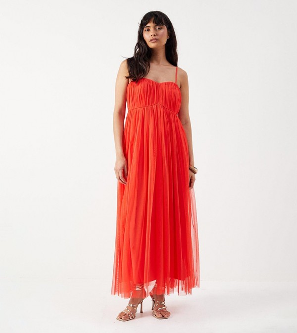Tulle Strappy Maxi Dress