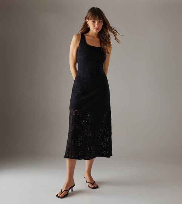 Sleeveless Crochet Lace Midi Dress