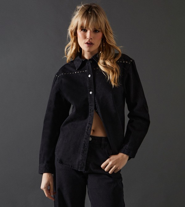 Washed Long Sleeves Oversized Denim Shirt