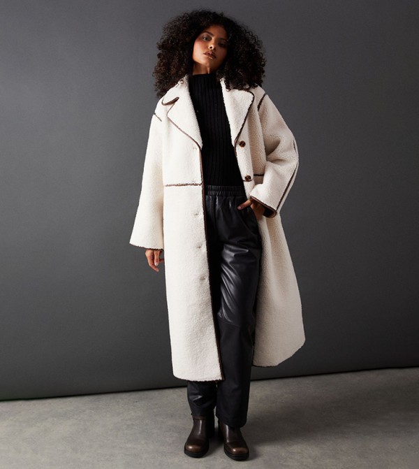 Long Sleeves Contrast Bonded Coat