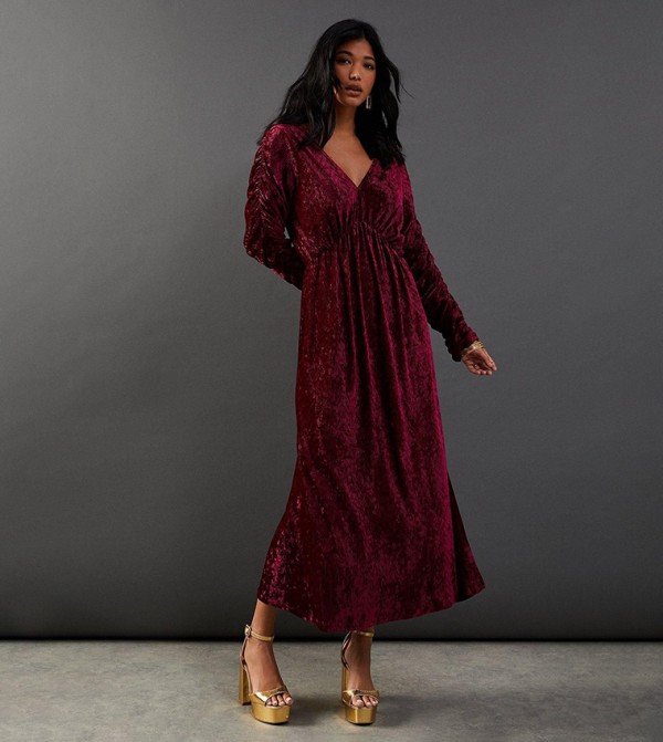 Burnout Velvet Batwing Maxi Dress
