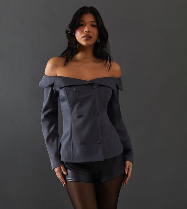 Off Shoulder Waistcoat Top