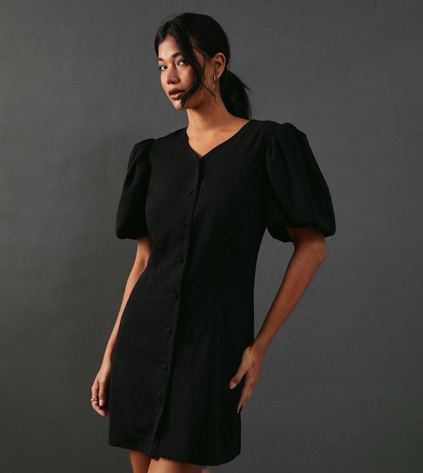 Puff Sleeves Tailored Mini Dress