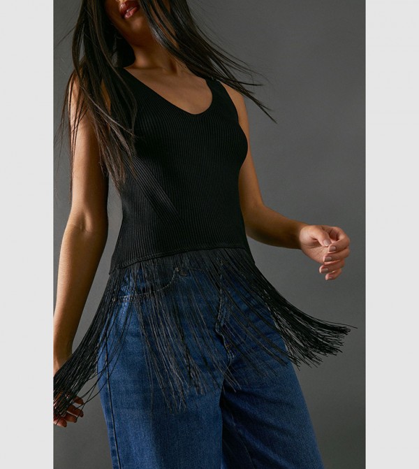 Fringed Sleeveless Top