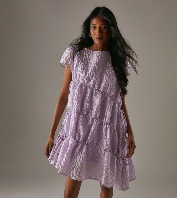 Premium Textured Smock Mini Dress
