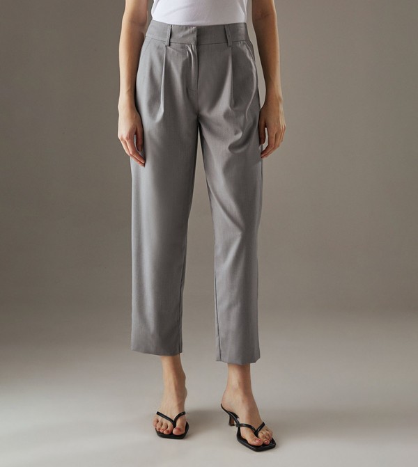 High Waist Slim Fit Trousers