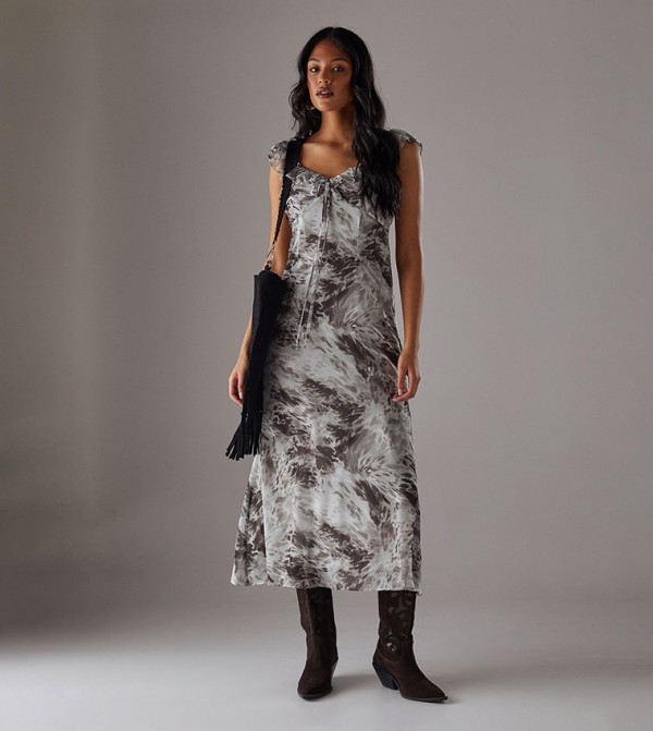 Chiffon Ruffle Double layer Midi Dress