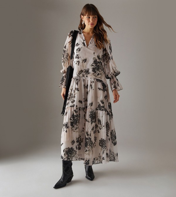 Premium Printed Tiered Maxi Dress
