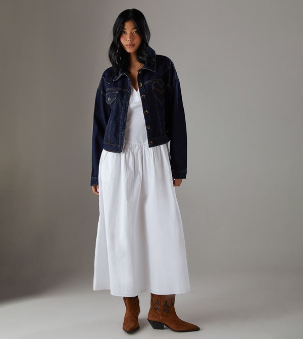 Two Tone Denim Heart Pocket Western Jacket