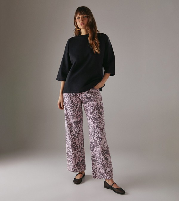 Printed Low Rise Dad Fit Jeans