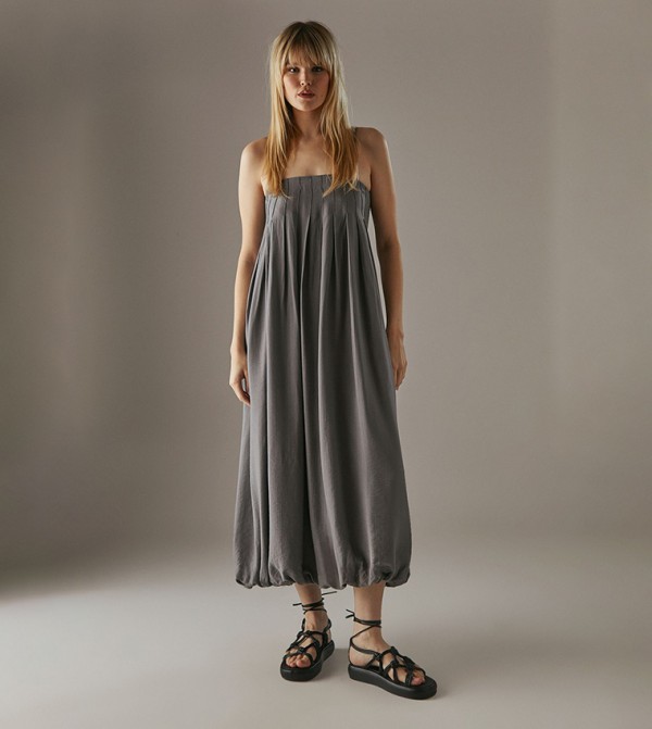 Strappy Seam Detail Bubble Midi Dress