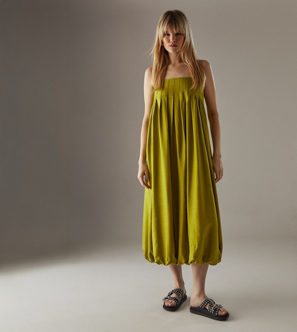 Strappy Seam Detail Bubble Midi Dress