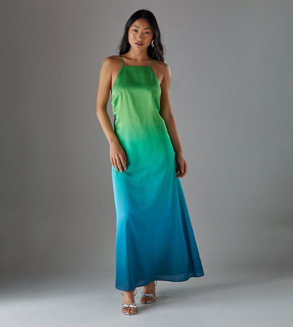 Petite Ombre Strappy Satin Maxi Sundress