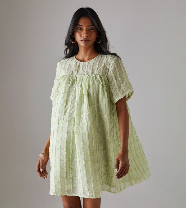 Ruffle Organza Babydoll Mini Smock Dress
