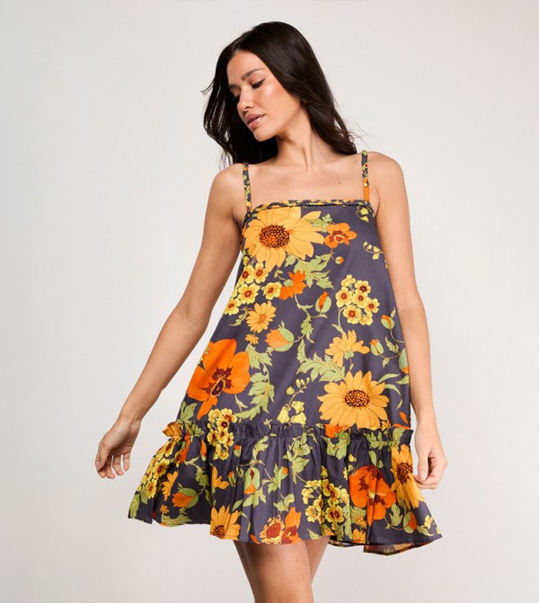 Poplin Plaited Strap Mini Dress