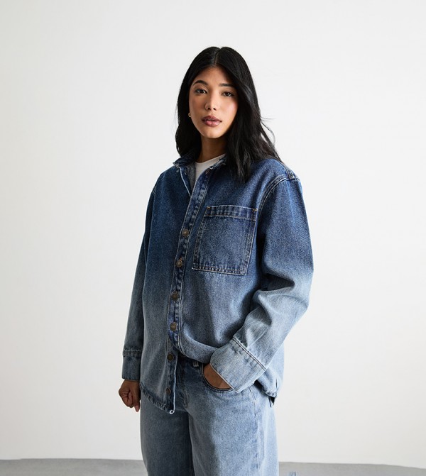 Ombre Oversized Denim Shirt