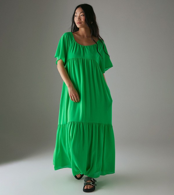 Petite Chiffon Tier Smock Midi Dress