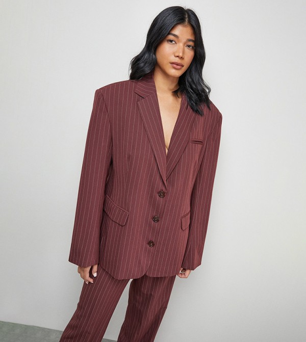 Striped Grandad Oversized Blazer