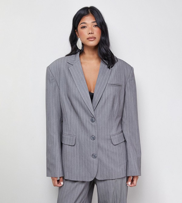 Striped Oversized Grandad Blazer