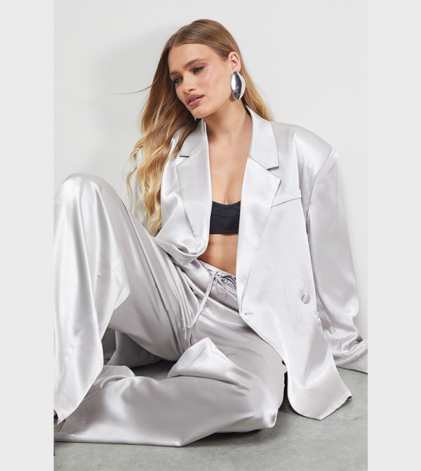 High Shine Satin Oversized Blazer