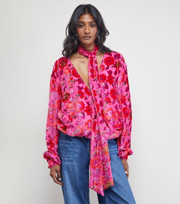 Devore Long Sleeves Wrap Top