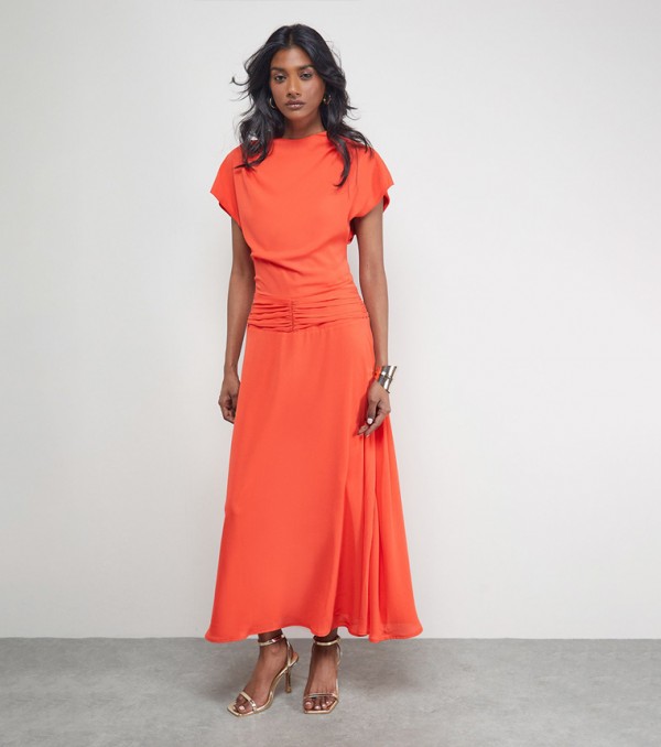 Chiffon Drop Waist Midaxi Dress