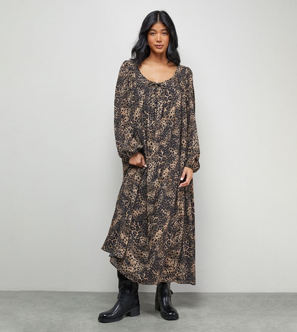 فستان ماكسي شيفون بطبعة 