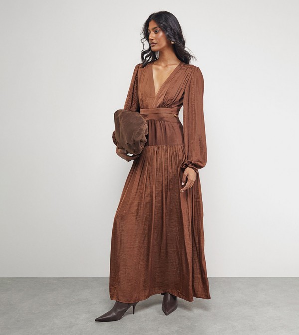 Premium Satin Open Back Maxi Dress