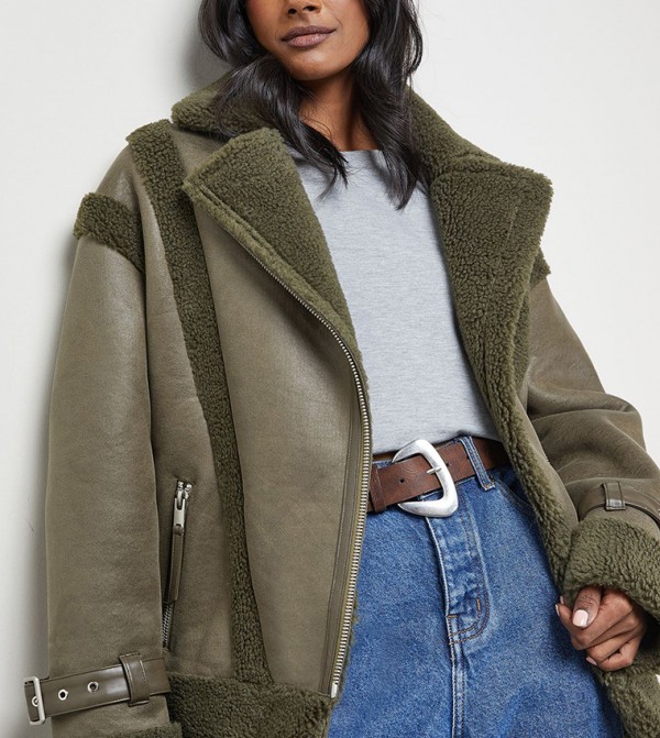 Wool Lined Shearling Biker Jacket
