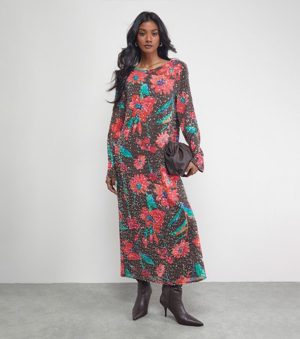Sequined Column Midaxi Dress