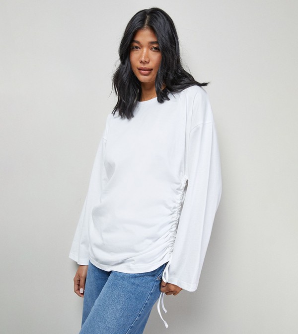 Drawstring Channel Long Sleeves T-Shirt