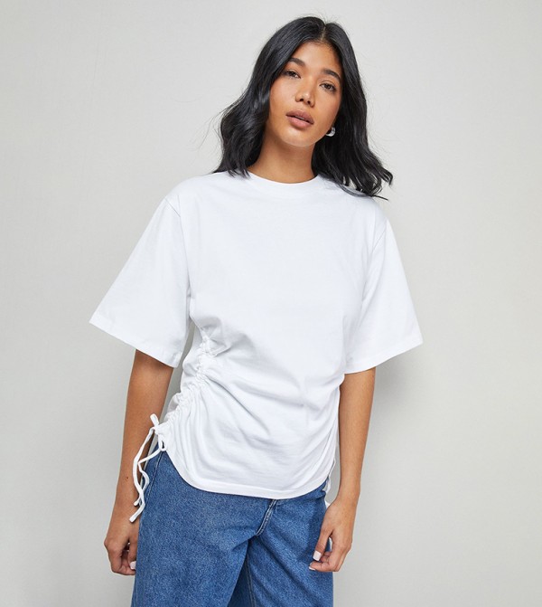 Gathered Waist Boxy Fit T-Shirt
