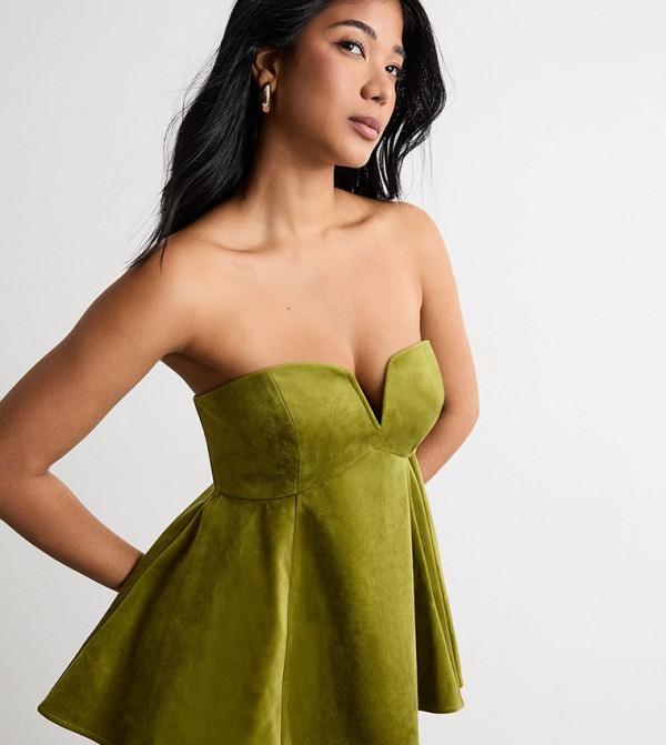 Bonded Velvet Tailored Bustier Top