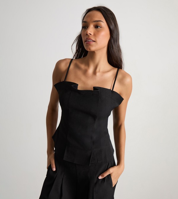 Pleated Detail Bandeau Fitted Top