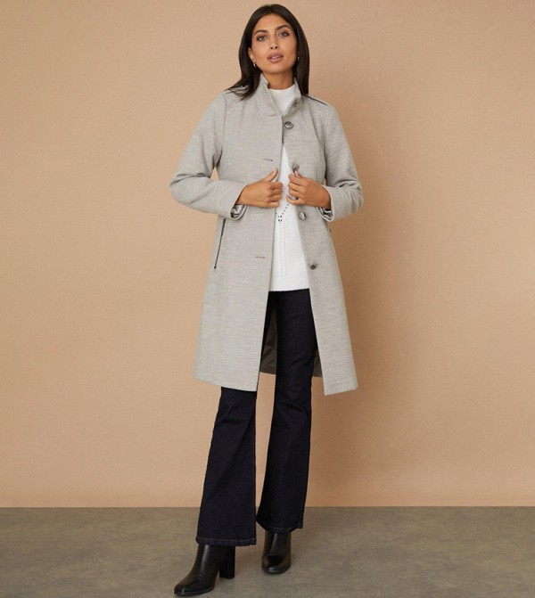 Wallis zip sale pocket funnel coat