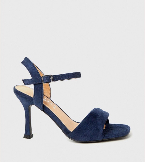 Navy heeled sandals shop