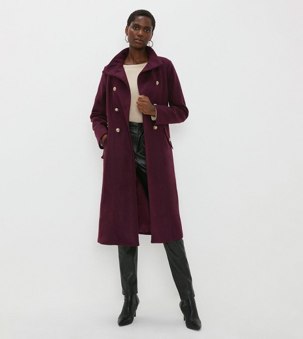 Buy Oasis Outlet Smart Dolly Coat In Berry 6thStreet Qatar