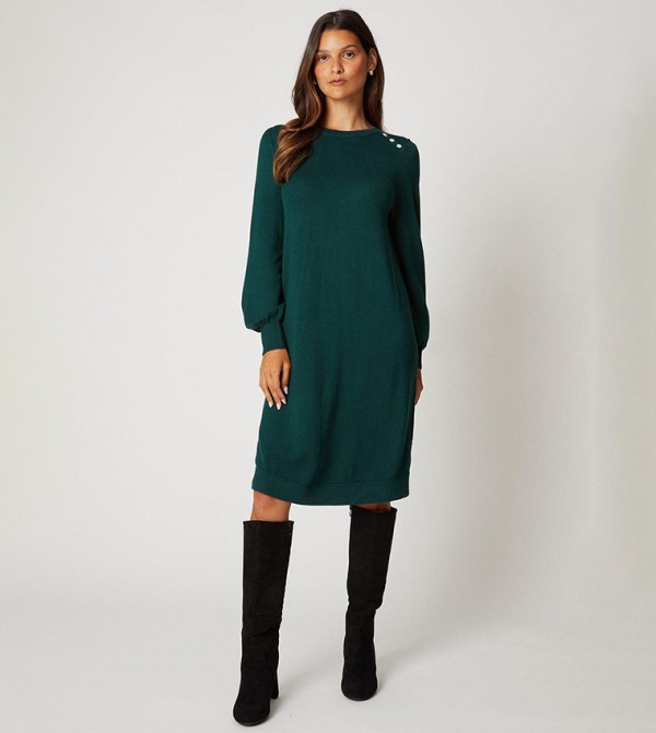 Knitted Crew Neck Swing Dress
